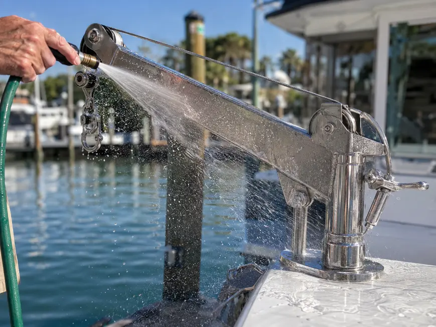 rinsing-boat-davit-with-fresh-water